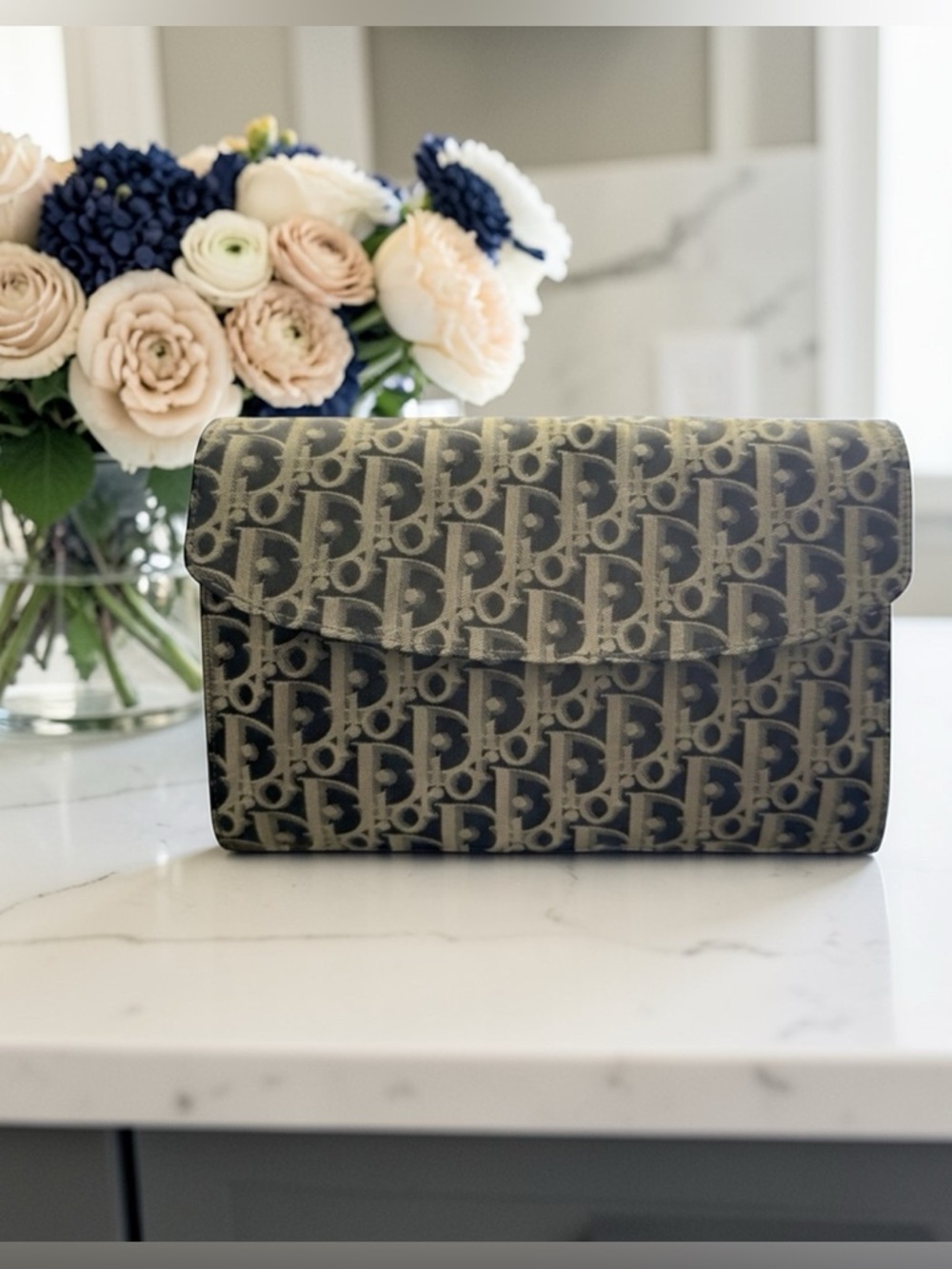 Authentic Christian Dior Vintage Oblique Trotter Monogram Canvas Clutch Pouch - Picture 2 of 16